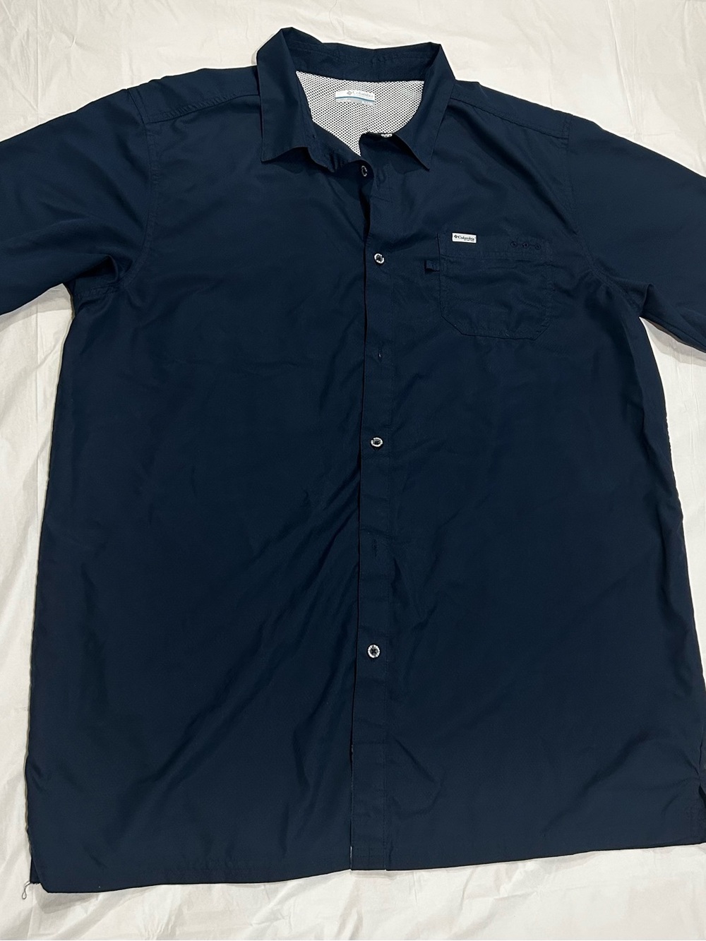Columbia PFG Slack Tide Short Sleeve Button Down Shirt Navy Men's XLT